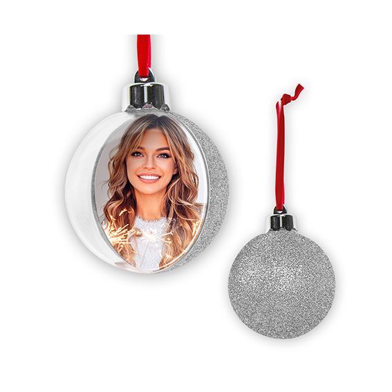 Palla di Natale Personalizzabile BIG Glitter Argento