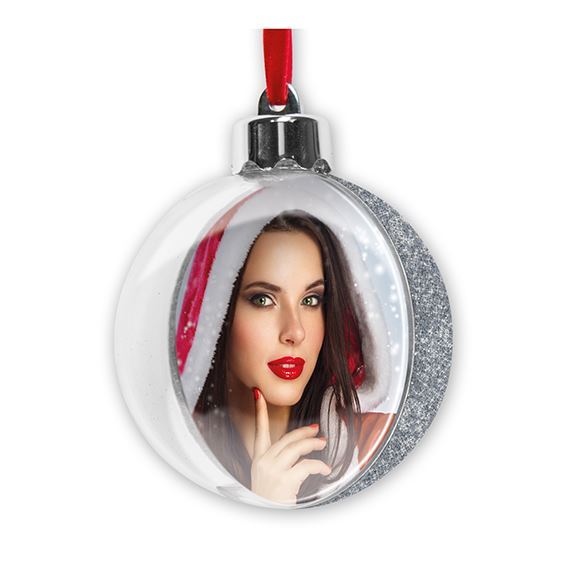 Palla di Natale Personalizzabile Glitter Argento