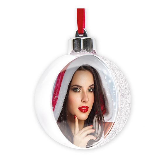 Palla di Natale Personalizzabile Glitter Bianco