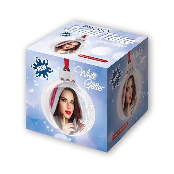 Palle di Natale Personalizzabili BIG Glitter Bianco KIT 4 palle