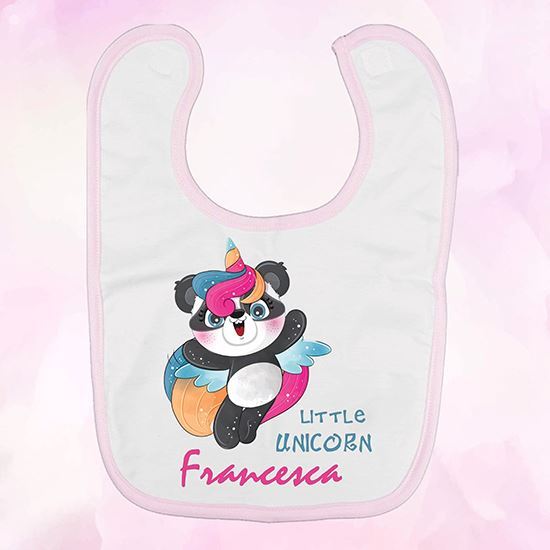 Bavaglio bambina personalizzabile " Little Unicorn e nome "