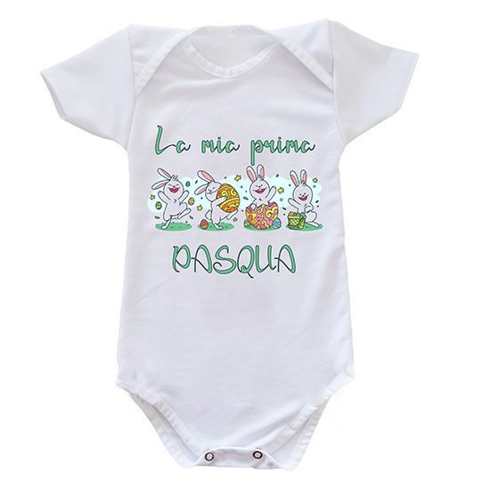 Body neonato personalizzato con scritta " La mia prima Pasqua "